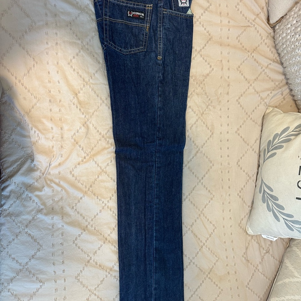 Cinch FR Blue Denim Jeans with Green Lining